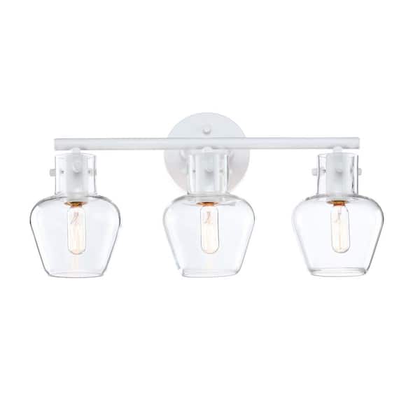 19 in. 3 Light Bathroom Light Fixture with Brandy Snifter Clear Glass Shade Including E12 Base, Bulb Not Included