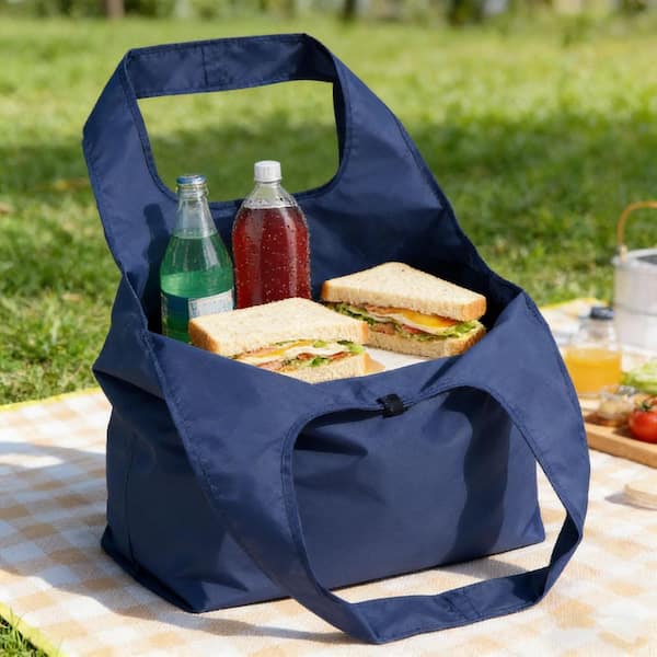 10 Pack Blue Reusable Grocery Bag with Storage Pouch, Reusable Shopping Bags Bulk with Elastic Band