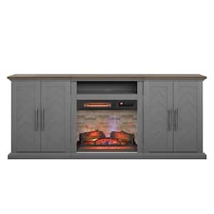 74.5 in. Freestanding Electric Fireplace T-Volt Stand in Antique Gray