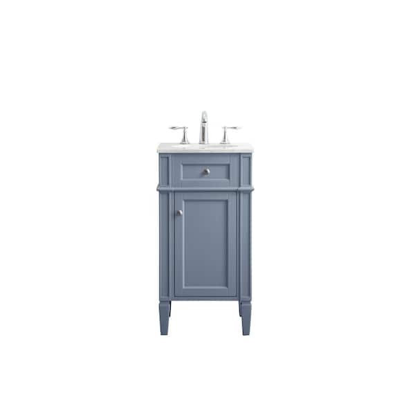 Unbranded Simply Living 18 in. W x 19 in. D x 35 in. H Bath Vanity in Grey with Carrara White Marble Top