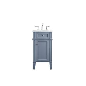 Timeless Home 19 in. W x 18 in. D x 35 in. H Single Bathroom Vanity in Grey with White Marble Top and White Basin