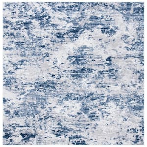 Amelia Navy/Gray 5 ft. x 5 ft. Distressed Abstract Square Area Rug