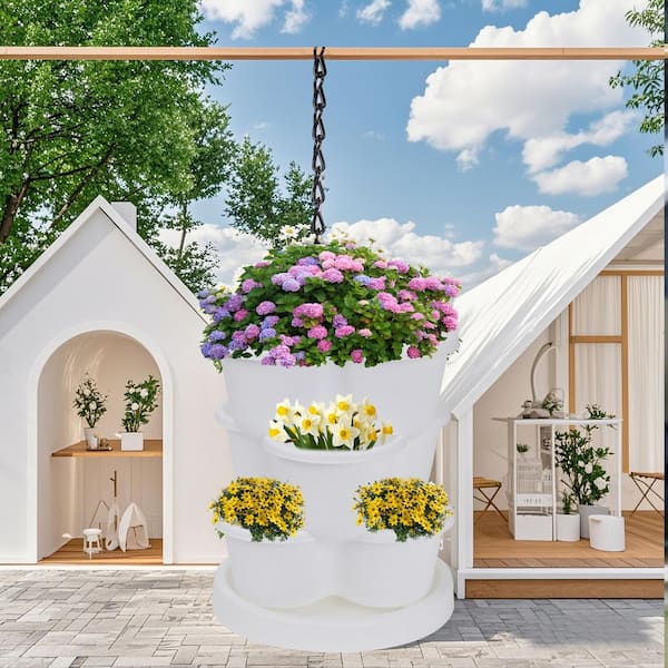 5-Tier Stackable Vertical Garden Planter with Wheels, Self-Watering for Herbs, Strawberries and Vegetables