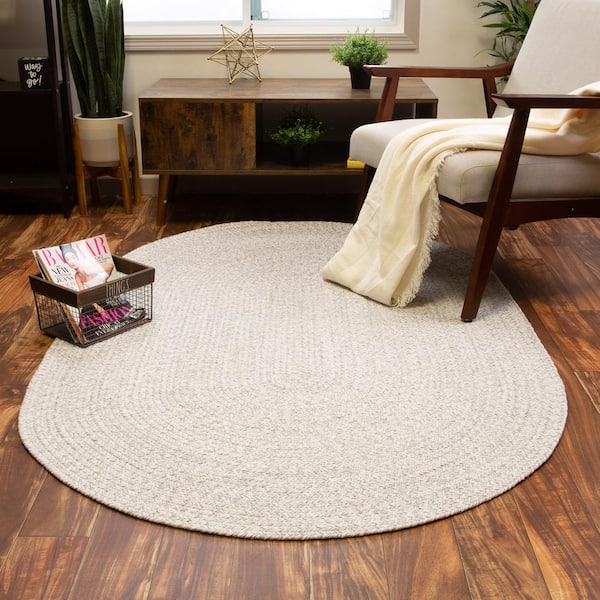 Super Area Rugs Braided Farmhouse Light Gray 3 ft. x 5 ft. Oval Cotton Area  Rug SAR-RST01A-LIGHT-GRAY-3X5 - The Home Depot
