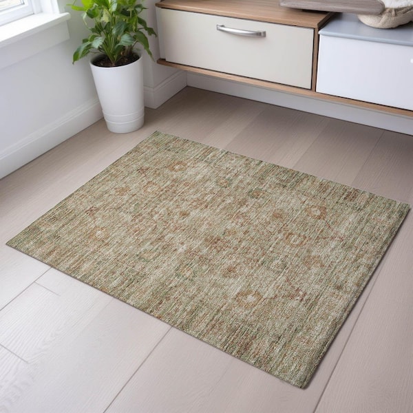 Mayfield Premium Machine Washable Abstract AMF1106 Beige 2 ft. x 3 ft. Area Rug