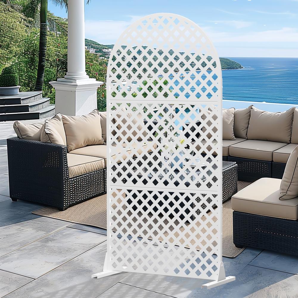 72 in. H x 35 in. W Arched Outdoor Metal Privacy Screen Garden Fence Wall A