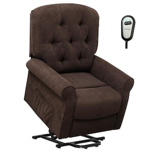 Brown Polyester Power Lift Recliner Chair for Elderly, Remote control, Overstuffed