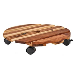 16 in. Wood Planter Caddy with Rotating Casters