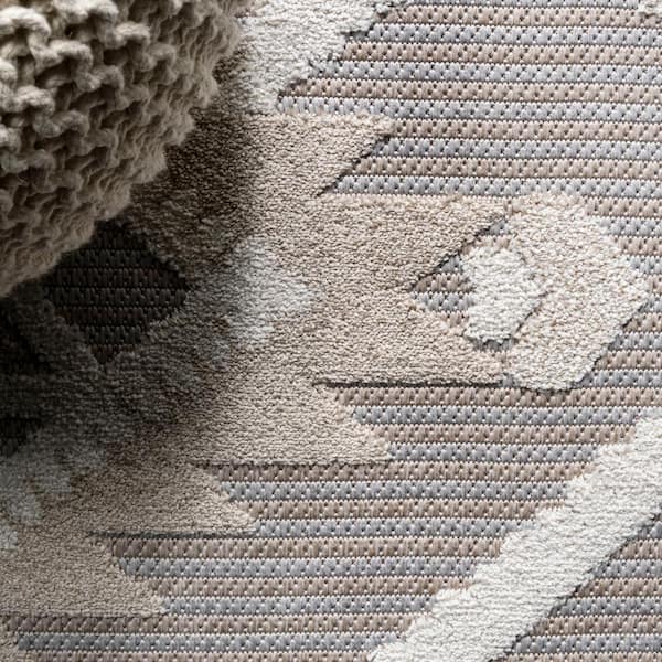 JONATHAN Y Sumak High-Low Pile Neutral Diamond Kilim Beige/Gray 5