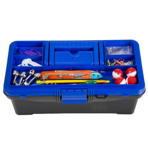 55-Piece Fishing Tackle Box Set - Includes Single Tray Box, Sinkers, Lures, 6 lbs. Line, Stringer, Hooks and Accessories