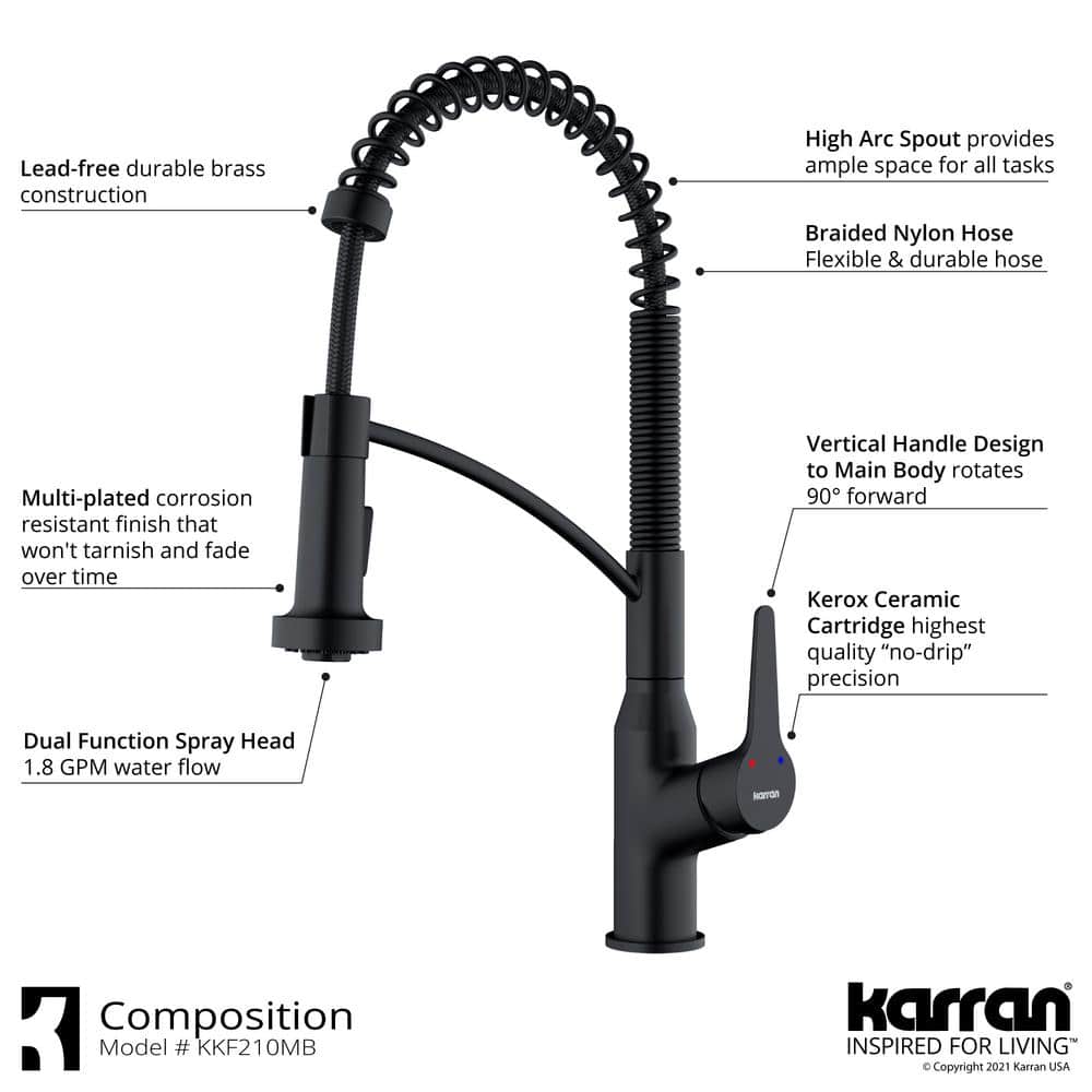Matte Black Brass Pull-Down Sprayer Kitchen Faucet