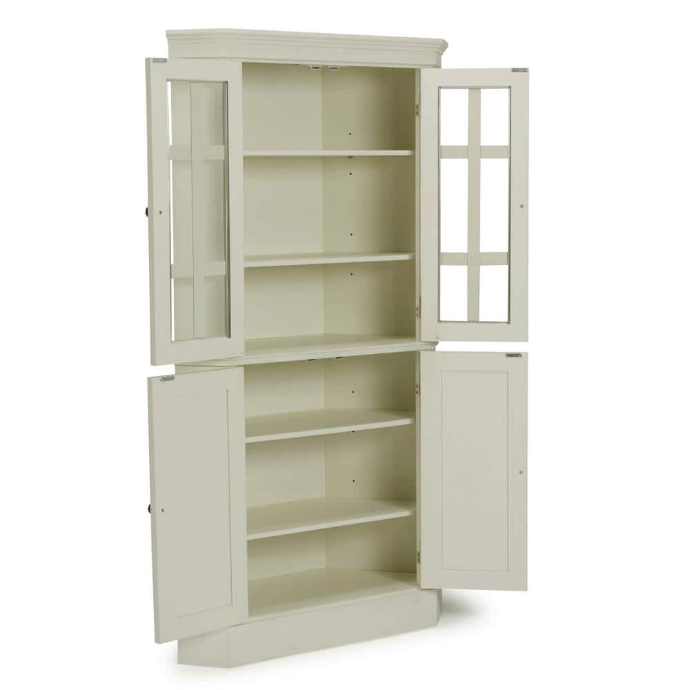 Seaside Lodge White Corner China Cabinet with Glass Doors