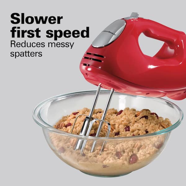 Hamilton Beach Hand Mixer with Snap-On Case - Red