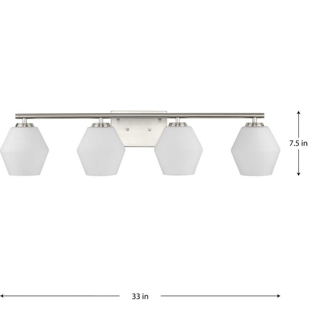 Copeland Brushed Nickel 4-Light Vanity with Opal Glass Shades