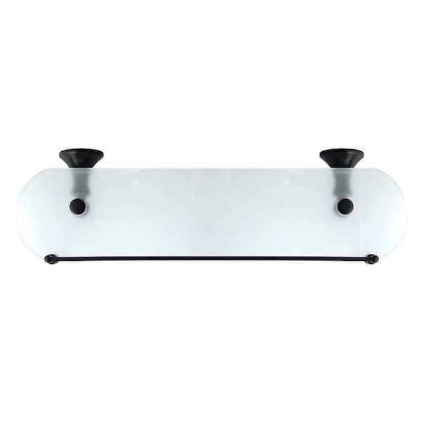 Antica 20 in. W Frosted Glass Shelf with Rail in Rubbed Bronze Antica 20 in. W Frosted Glass Shelf with Rail in Rubbed Bronze