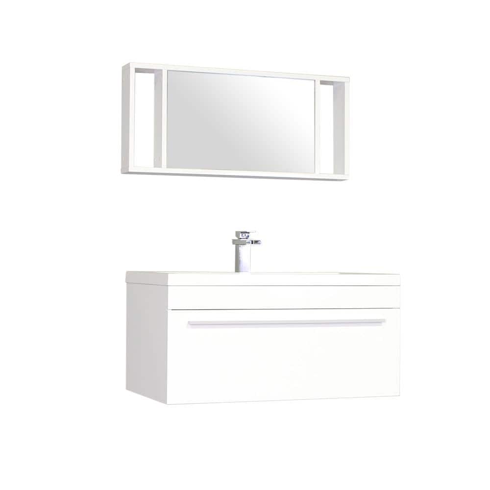 Ripley 35.25 in. W x 18.75 in. D x 17.5 in. H Vanity in White with Acrylic 