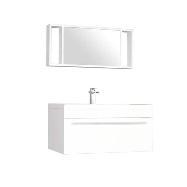  Ripley 35.25 in. W x 18.75 in. D x 17.5 in. H Vanity in White with Acrylic Vanity Top in White with White Basin