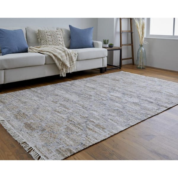 2 ft. x 8 ft. Tan, Gray Geometric Area Rug