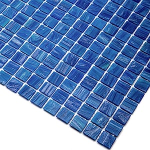 Celestial Glossy Trypan Blue 12 in. x 12 in. Glass Mosaic Wall and Floor Tile (20 sq. ft./case) (20-pack)