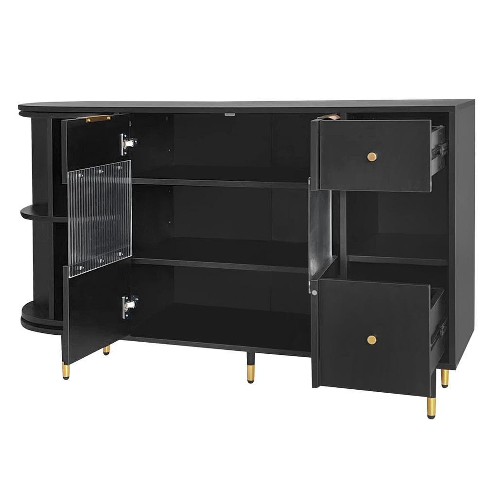 51.1 in. W x 15.7 in. D x 31.5 in. H Black Linen Cabinet With 2-Doors and 2