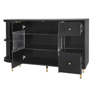 51.1 in. W x 15.7 in. D x 31.5 in. H Black Linen Cabinet With 2-Doors and 2-Drawers