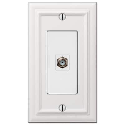 Continental 1 Gang Coax Metal Wall Plate - White