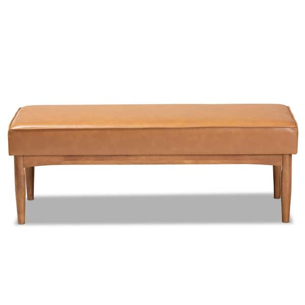 Baxton Studio Arvid Tan and walnut brown Dining Bench