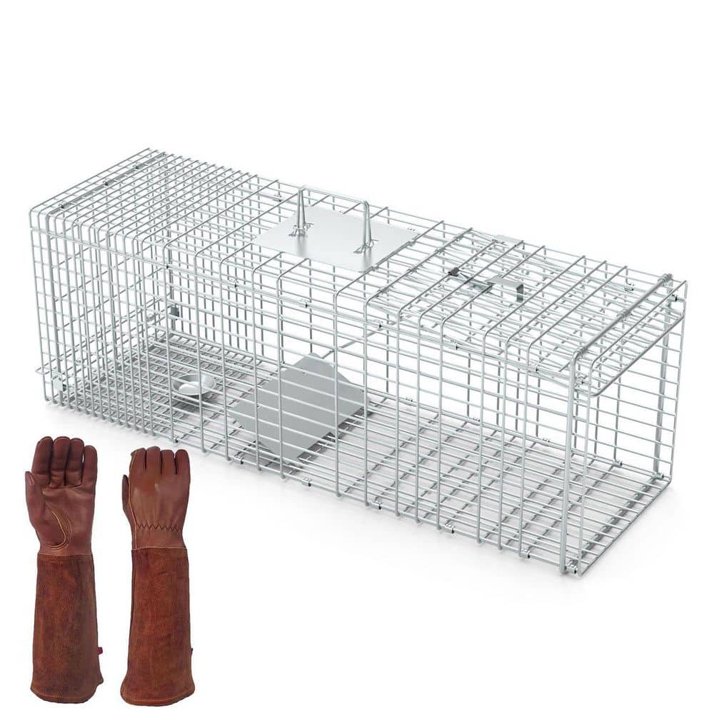 Siavonce Humane Cat Trap Cage With Gloves Catch Release Live