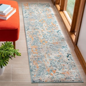 Madison Light Blue/Beige 2 ft. x 8 ft. Geometric Runner Rug