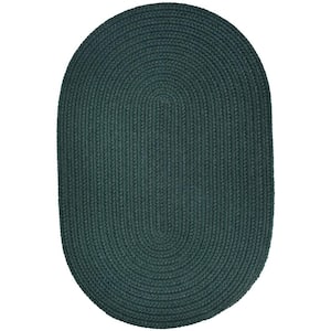 Texturized Solid Spruce Green Poly 8 ft. x 11 ft. Oval Braided Area Rug