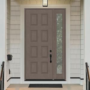 Regency 51 in. x 96 in. 8-Panel LHIS Ashwood Stain Mahogany Fiberglass Prehung Front Door w/12in.Sidelite