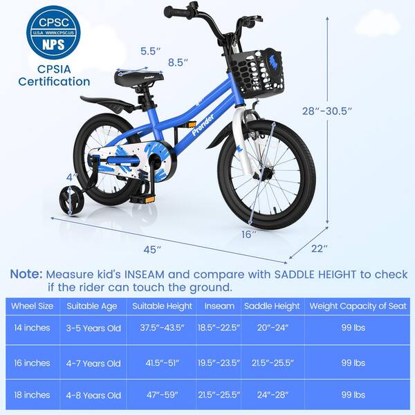 Costway 16 in. Kid's Bike with Removable Training Wheels and