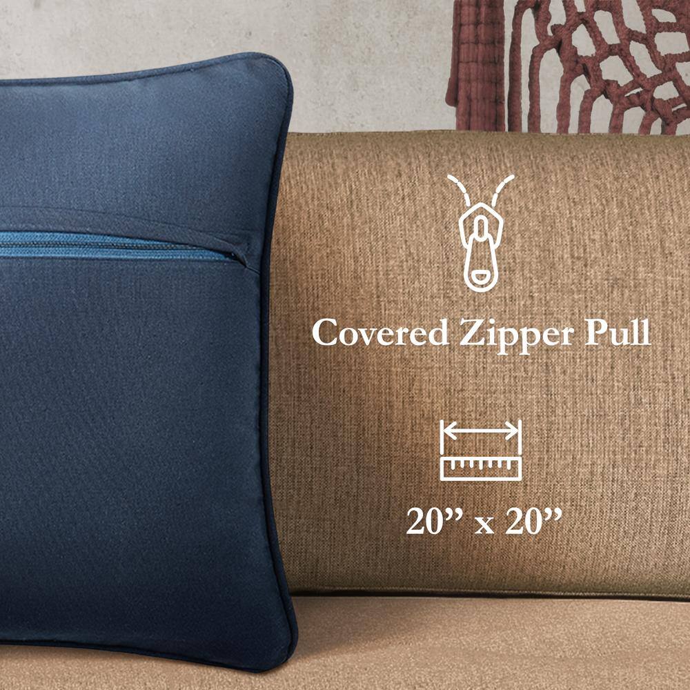 Indigo and Jute 20" Cotton Euro Pillow Covers Set