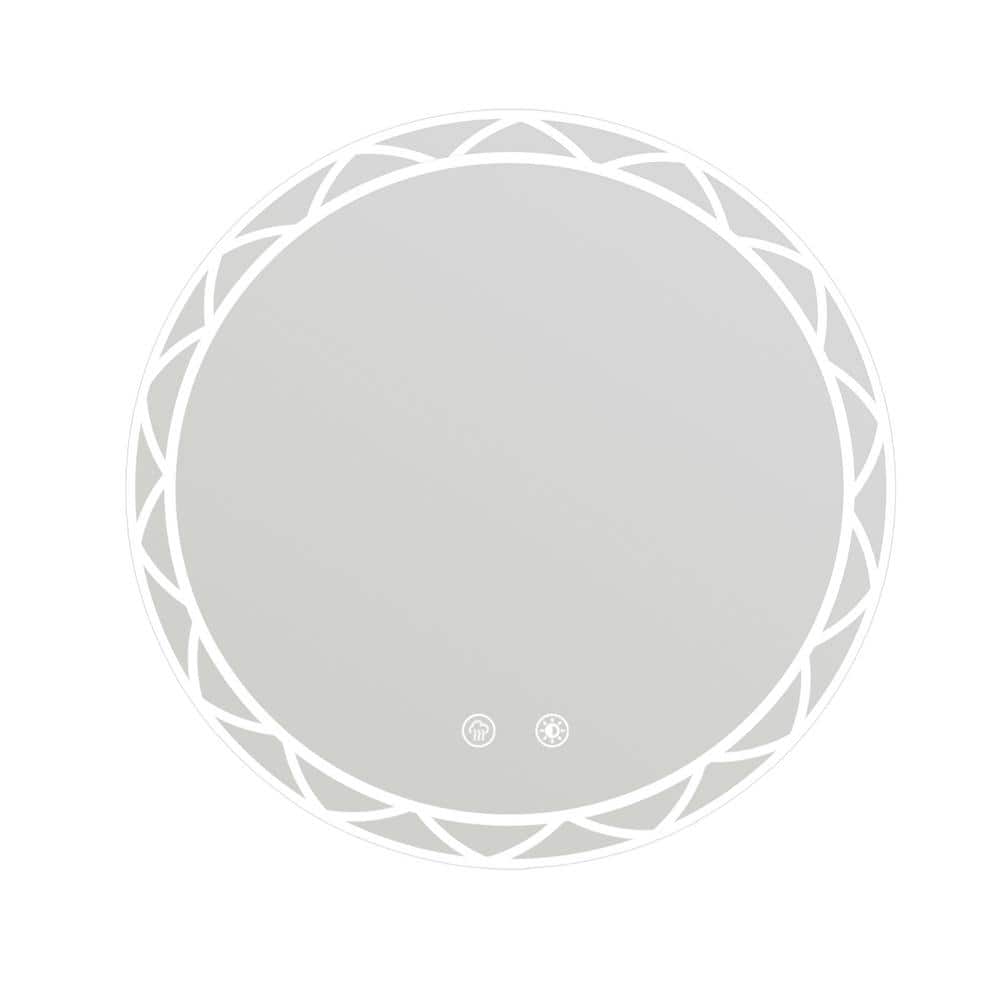 White 42 in. W x 42 in. Modern Round LED Wall Mirror with Adjustable Color 