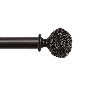 Peony 66 in. - 120 in. Adjustable 1 in. Single Curtain Rod Kit in Matte Bronze with Finial