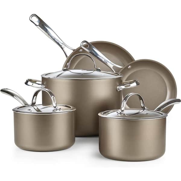 Cooks Standard 8-Piece Hard Anodized Aluminum Ceramic Nonstick Induction Cookware Set with Lids, Bronze