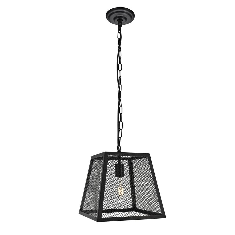 Timeless Home 11.8 in. 1-Light Matte Black Pendant Light, Bulbs Not Include