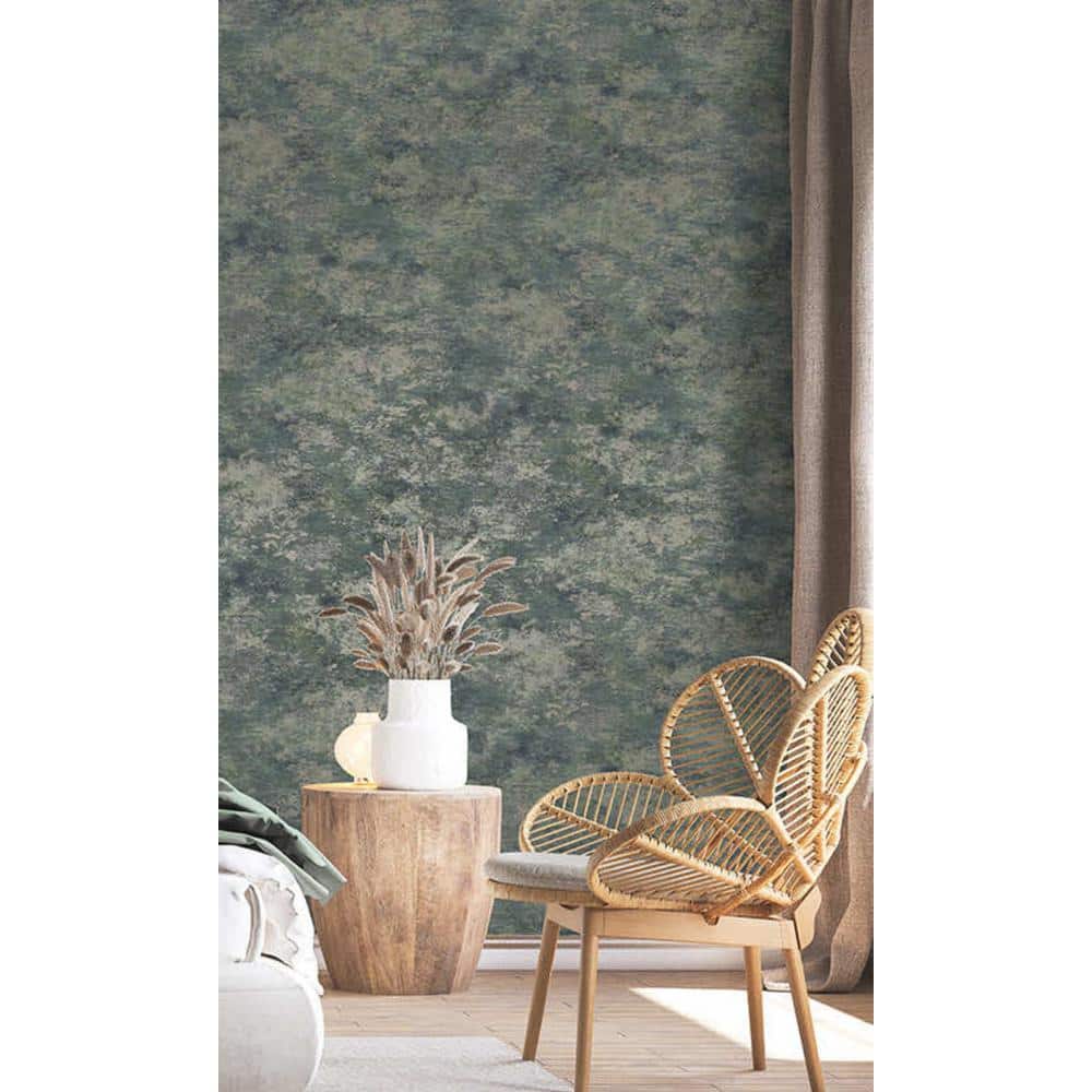 Teal and Navy Textured Distressed Metallic Wallpaper