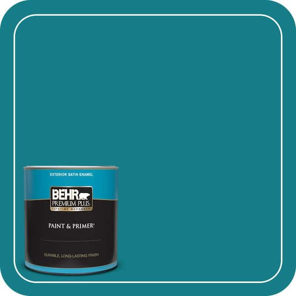 BEHR PREMIUM PLUS 1 qt. #PPU13-01 Caribe Satin Enamel Exterior Paint & Primer