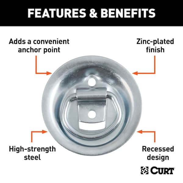 1-1/8" x 1-5/8" Recessed Tie-Down Ring (1,000 lbs., Clear Zinc)