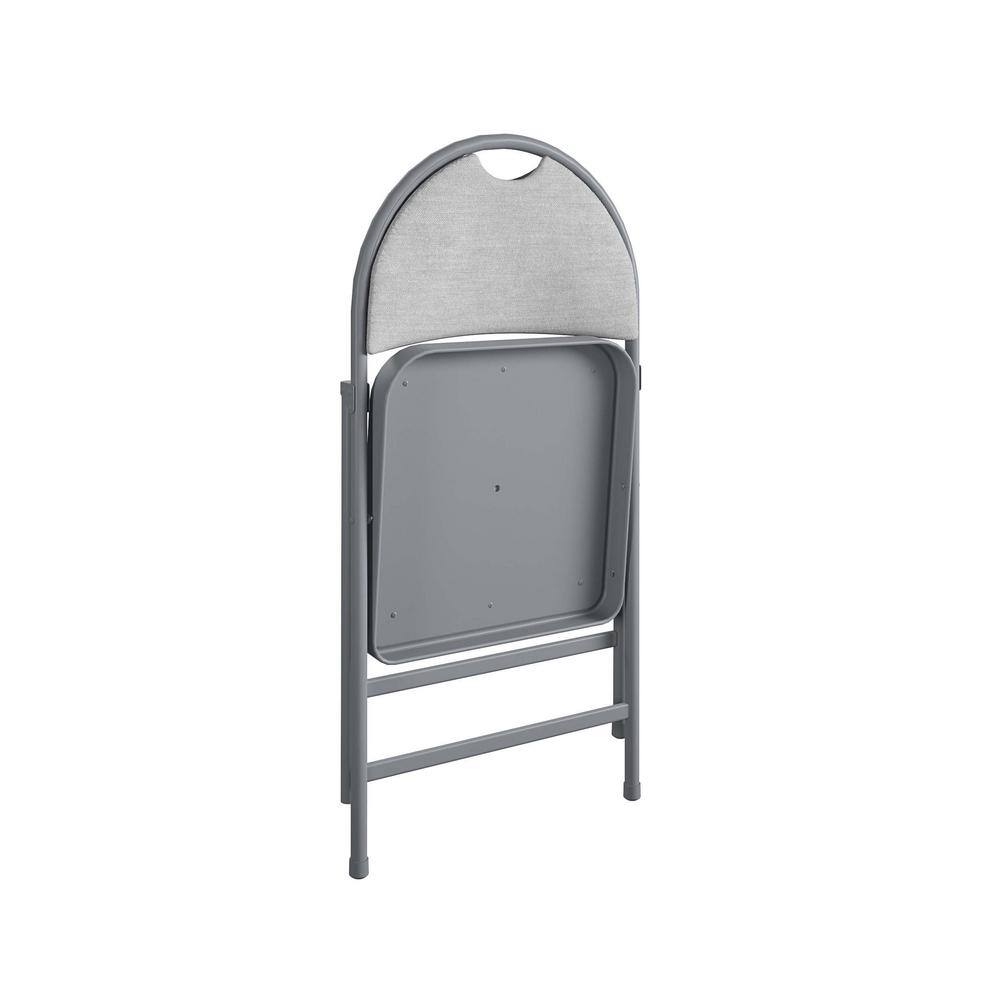 Gray Fabric and Metal Padded Folding Chair Set