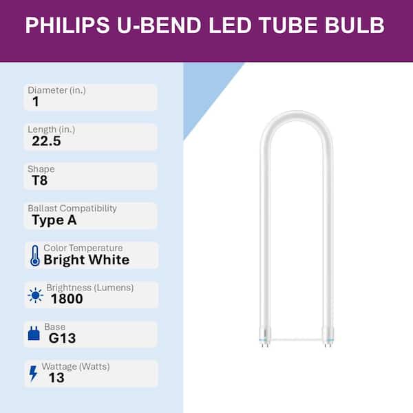 32W Equivalent U-Bend Linear T8 Type A InstantFit Daylight LED Tube Light Bulb (3000K) (10-Pack)