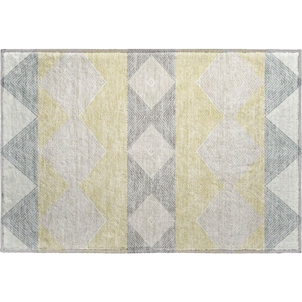 Mayfield Premium Machine Washable Abstract AMF2545 Ivory 2 ft. x 3 ft. Accent Rug
