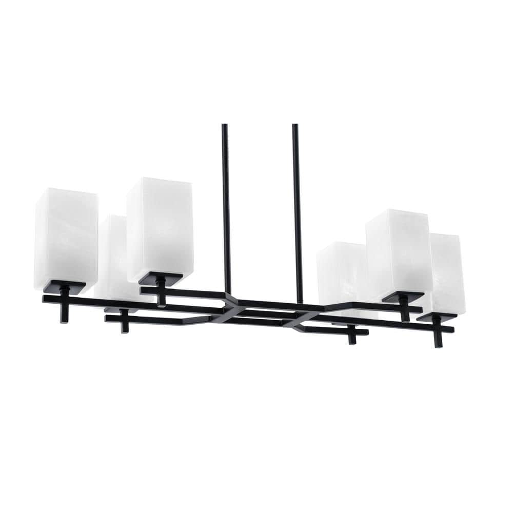 Bridgewater 6-Light Matte Black Linear Chandelier, Any Room with 3.5 in. Wh