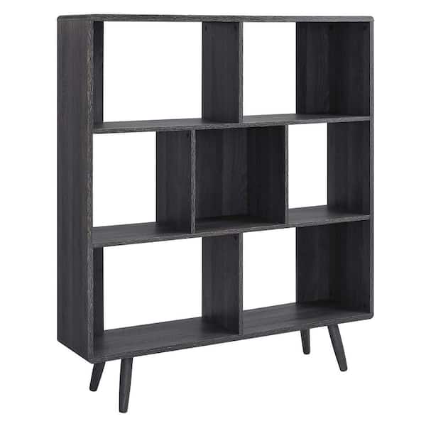 MODWAY Transmit 52.5 in. Tall Charcoal Black Particle Board 7-Shelf Bookcase