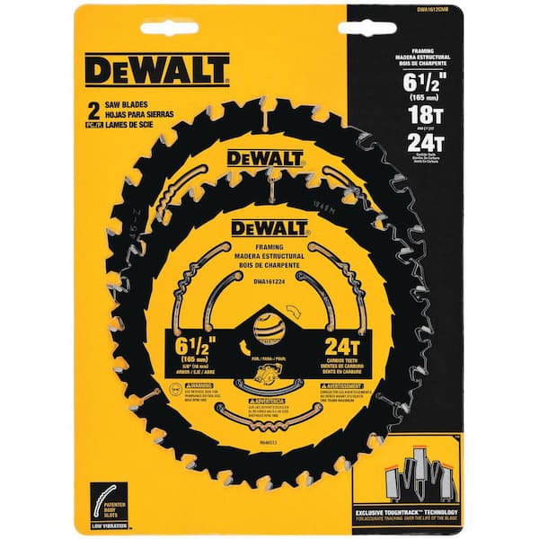 DEWALT 6-1/2 in. 18 TPI and 24 TPI Tungsten Carbide Circular Saw Blade (2-Pack)