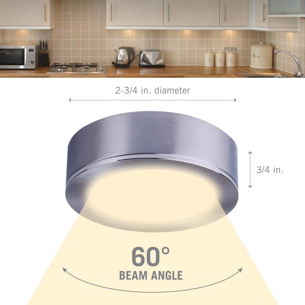 Silver Aluminum Warm White Dimmable LED Puck Light