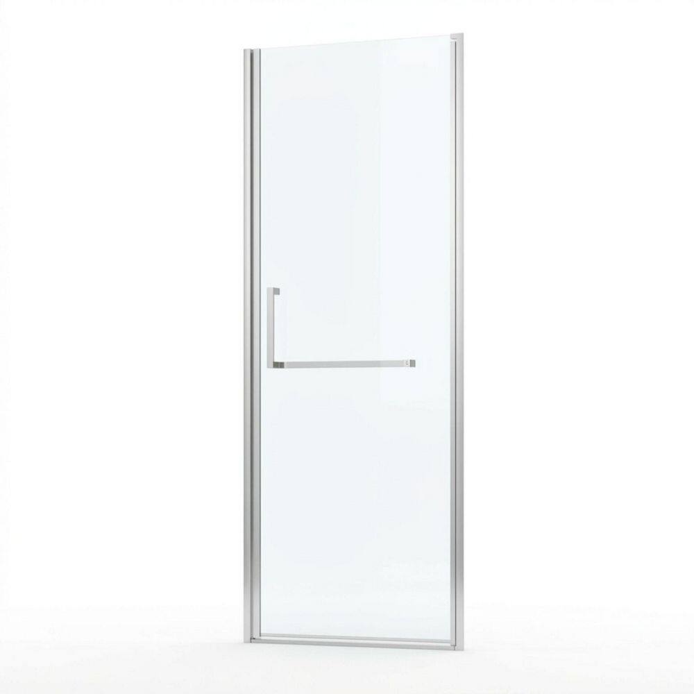 27-28 in. W x 72 in. H Pivot Frameless Shower Door in Brushed Nickel with 1/4 in. SGCC Clear Tempered Glass, Reversible price history on PriceWatchPro