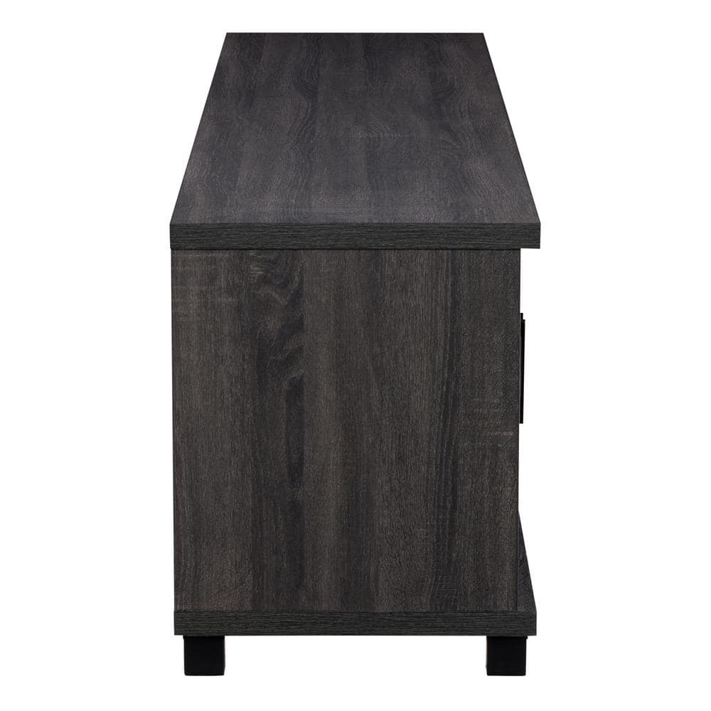 Fremont 84" Dark Gray Engineered Wood TV Stand with Glass Cabinets