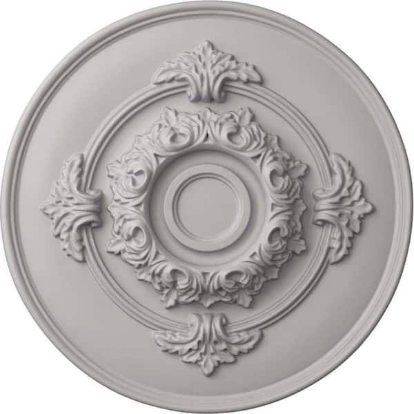 Ekena Millwork 13-3/4 in. x 1 in. Monique Urethane Ceiling Medallion (Fits Canopies upto 3-3/4 in.), Ultra Pure White
